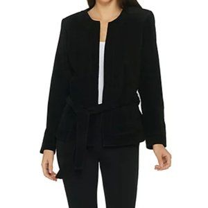 Lisa Rinna Collection Short Suede Jacket Black 18 Plus